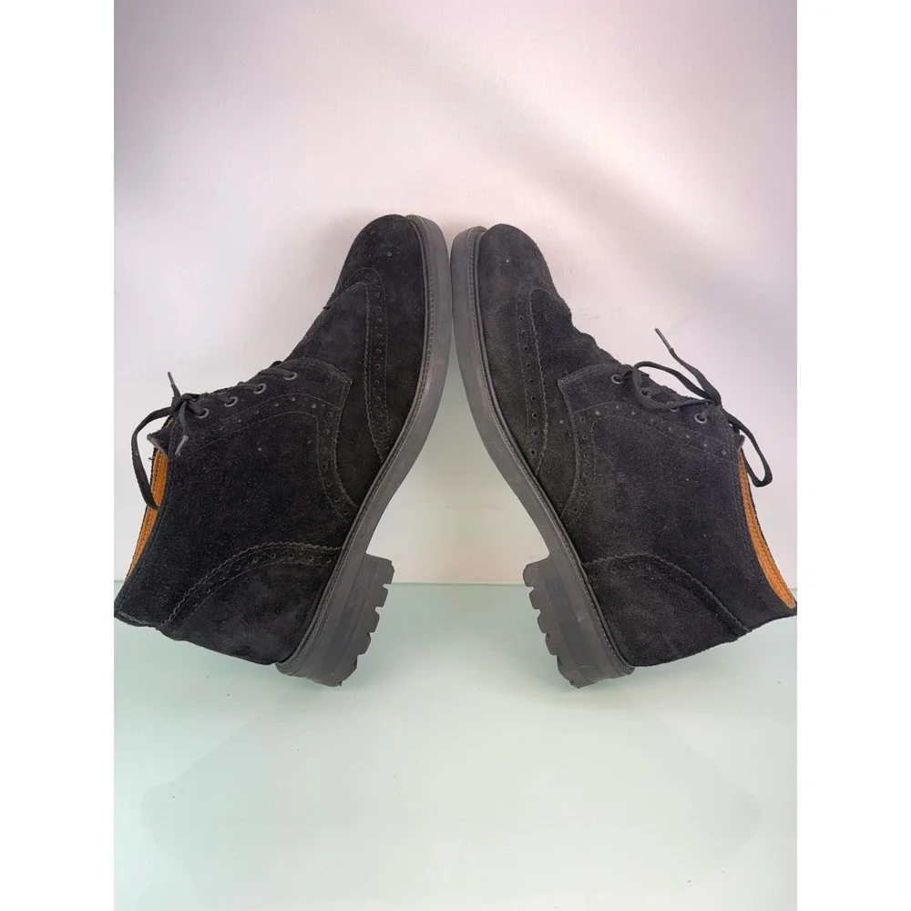 Vintage Black Suede Wingtip Chukka Oxford Lug Sole Borges Sz 11 Quiet Luxury